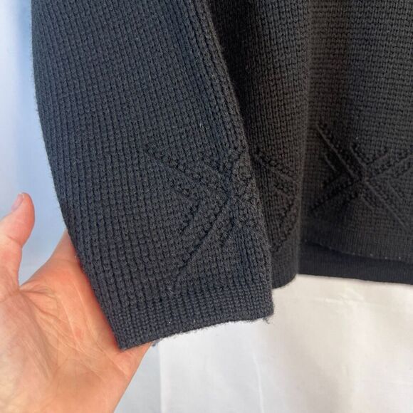 Richard Stapf & Co 100% New Wool Black Knit Vneck Austrian Ski Sweater S/M - Picture 5 of 7